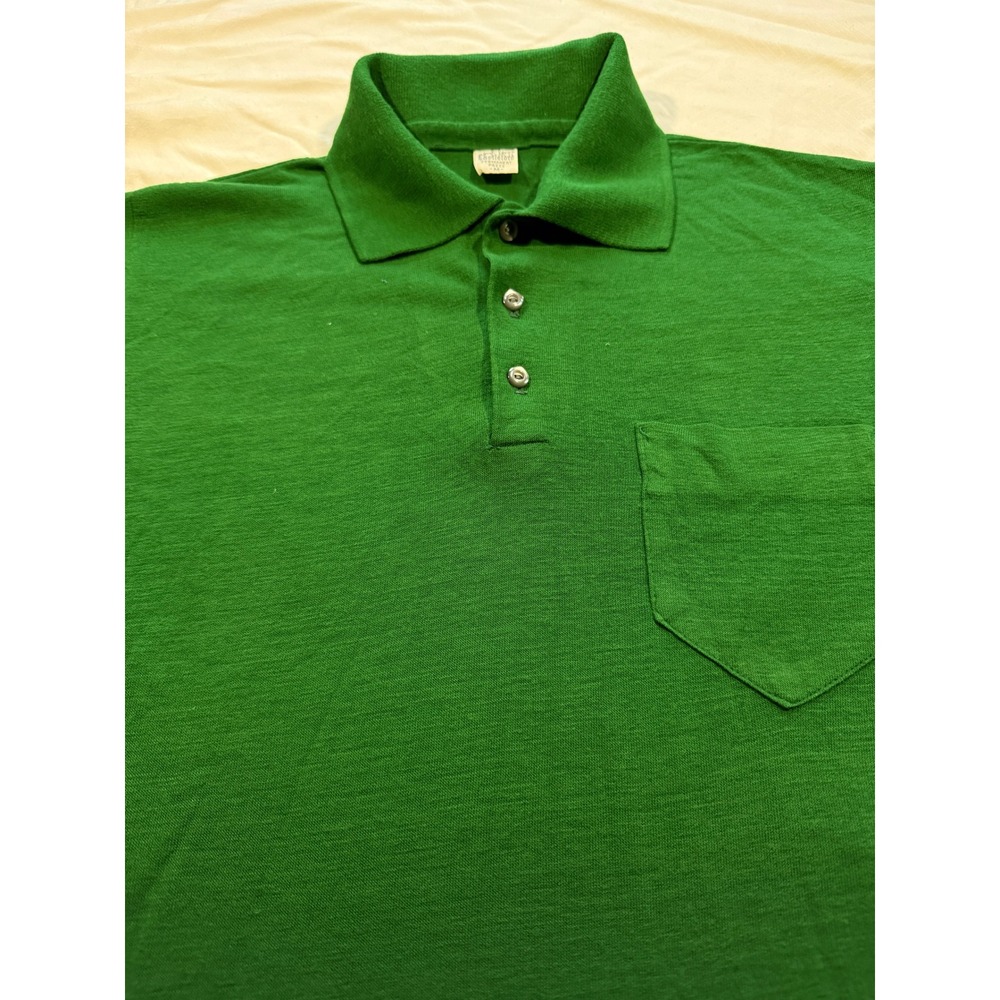 Vintage Castleford Green Polo Shirt Permanent Press Pocket Short Sleeve Mens M